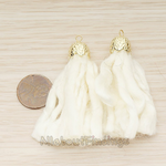 PD.1381 // Wool Round Flower Shaped Cap Top Tassel Pendant, 2 Pc