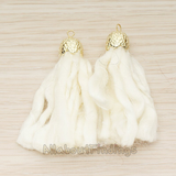 PD.1381 // Wool Round Flower Shaped Cap Top Tassel Pendant, 2 Pc