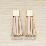 PD.1382 // Synthetic Leather Textured Cube Cab Tassel Pendant, 2 Pc