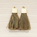 PD.1382 // Synthetic Leather Textured Cube Cab Tassel Pendant, 2 Pc