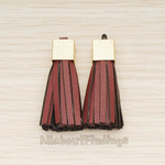 PD.1382 // Synthetic Leather Textured Cube Cab Tassel Pendant, 2 Pc