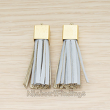 PD.1382 // Synthetic Leather Textured Cube Cab Tassel Pendant, 2 Pc