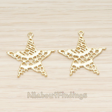 PD.1399 // Organic Pattern Star Charm Pendant, 2 Pc