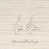 PD.1406 // Flying Barn Swallow Bird Silhouette Pendant, 2 Pc