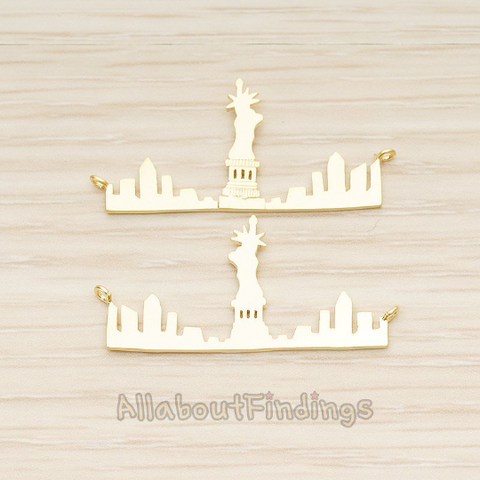 PD.1411 // Famous New York City Statue New York & Statue of Liberty Silhouette Bar Pendant, 1 Pc