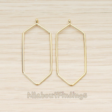 PD.1424 // Long Hexagon Link Frame Pendant, 2 Pc