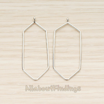 PD.1424 // Long Hexagon Link Frame Pendant, 2 Pc