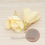 PD.1429 // Fabric Bloom Flower Celtic Corn Top Tassel Pendant, 2 Pc