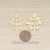 PD.1445 // Flattened Brushed Baby Leaf Tree Pendant, 2 Pc