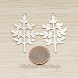 PD.1445 // Flattened Brushed Baby Leaf Tree Pendant, 2 Pc