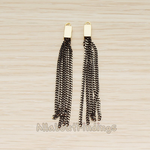 PD.1453 // Flat Cable Chain Rectangle Cap Top Tassel Pendant, 2 Pc