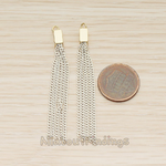 PD.1453 // Flat Cable Chain Rectangle Cap Top Tassel Pendant, 2 Pc