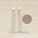 PD.1453 // Flat Cable Chain Rectangle Cap Top Tassel Pendant, 2 Pc