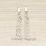 PD.1453 // Flat Cable Chain Rectangle Cap Top Tassel Pendant, 2 Pc