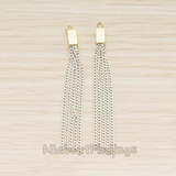 PD.1453 // Flat Cable Chain Rectangle Cap Top Tassel Pendant, 2 Pc