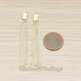 PD.1453 // Flat Cable Chain Rectangle Cap Top Tassel Pendant, 2 Pc