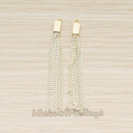 PD.1453 // Flat Cable Chain Rectangle Cap Top Tassel Pendant, 2 Pc