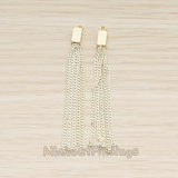 PD.1453 // Flat Cable Chain Rectangle Cap Top Tassel Pendant, 2 Pc