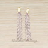 PD.1453 // Flat Cable Chain Rectangle Cap Top Tassel Pendant, 2 Pc