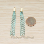 PD.1453 // Flat Cable Chain Rectangle Cap Top Tassel Pendant, 2 Pc