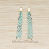 PD.1453 // Flat Cable Chain Rectangle Cap Top Tassel Pendant, 2 Pc