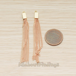 PD.1453 // Flat Cable Chain Rectangle Cap Top Tassel Pendant, 2 Pc