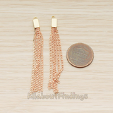 PD.1453 // Flat Cable Chain Rectangle Cap Top Tassel Pendant, 2 Pc