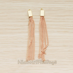 PD.1453 // Flat Cable Chain Rectangle Cap Top Tassel Pendant, 2 Pc