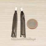 PD.1453 // Flat Cable Chain Rectangle Cap Top Tassel Pendant, 2 Pc