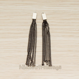 PD.1453 // Flat Cable Chain Rectangle Cap Top Tassel Pendant, 2 Pc