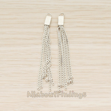 PD.1453 // Flat Cable Chain Rectangle Cap Top Tassel Pendant, 2 Pc