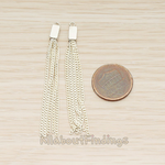 PD.1453 // Flat Cable Chain Rectangle Cap Top Tassel Pendant, 2 Pc