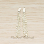 PD.1453 // Flat Cable Chain Rectangle Cap Top Tassel Pendant, 2 Pc