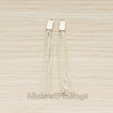 PD.1453 // Flat Cable Chain Rectangle Cap Top Tassel Pendant, 2 Pc