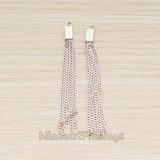 PD.1453 // Flat Cable Chain Rectangle Cap Top Tassel Pendant, 2 Pc