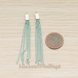 PD.1453 // Flat Cable Chain Rectangle Cap Top Tassel Pendant, 2 Pc