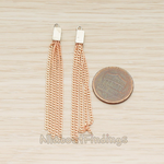 PD.1453 // Flat Cable Chain Rectangle Cap Top Tassel Pendant, 2 Pc