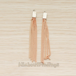 PD.1453 // Flat Cable Chain Rectangle Cap Top Tassel Pendant, 2 Pc