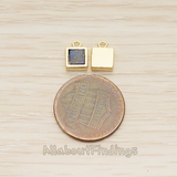 PD.1458 // Stone Square Frame Charm Pendant, 2 Pc