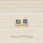 PD.1458 // Stone Square Frame Charm Pendant, 2 Pc