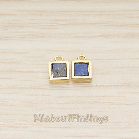 PD.1458 // Stone Square Frame Charm Pendant, 2 Pc