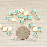 PD.1458 // Stone Square Frame Charm Pendant, 2 Pc