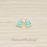 PD.1458 // Stone Square Frame Charm Pendant, 2 Pc