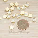 PD.1458 // Stone Square Frame Charm Pendant, 2 Pc