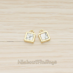 PD.1458 // Stone Square Frame Charm Pendant, 2 Pc