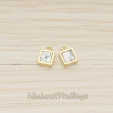 PD.1458 // Stone Square Frame Charm Pendant, 2 Pc