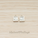 PD.1458 // Stone Square Frame Charm Pendant, 2 Pc