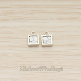 PD.1458 // Stone Square Frame Charm Pendant, 2 Pc