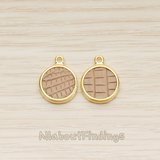 PD.1469 // Synthetic Leather Round Framed Pendant, 2 Pc