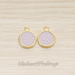 PD.1469 // Synthetic Leather Round Framed Pendant, 2 Pc